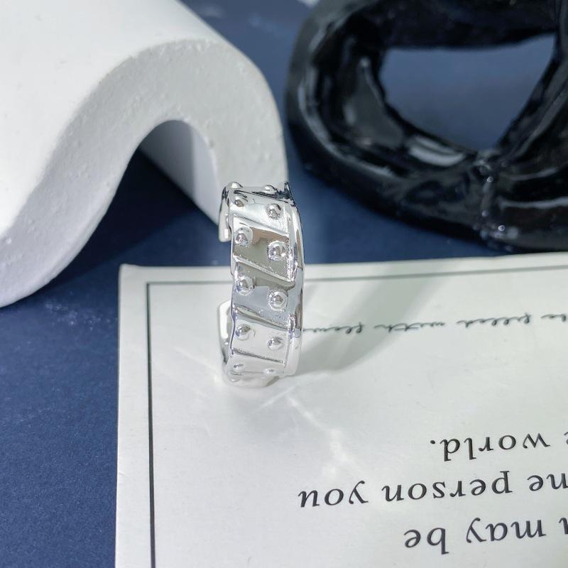 S925 Sterling Silver Polka Dot Adjustable Men s Ring - High-End, Light Luxury Design Adjustable Opening