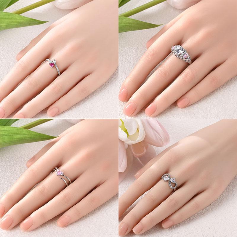 Valentine Day Engagement Ring copper Heart, Red, Pink, White, Blue Ring for Women Holiday Jewellery Gift High Quality