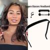 Summer Sun Black Lens Square Glasses Hairband for Women - Invisible Clip, Curling Thick Hair Tie & Headband