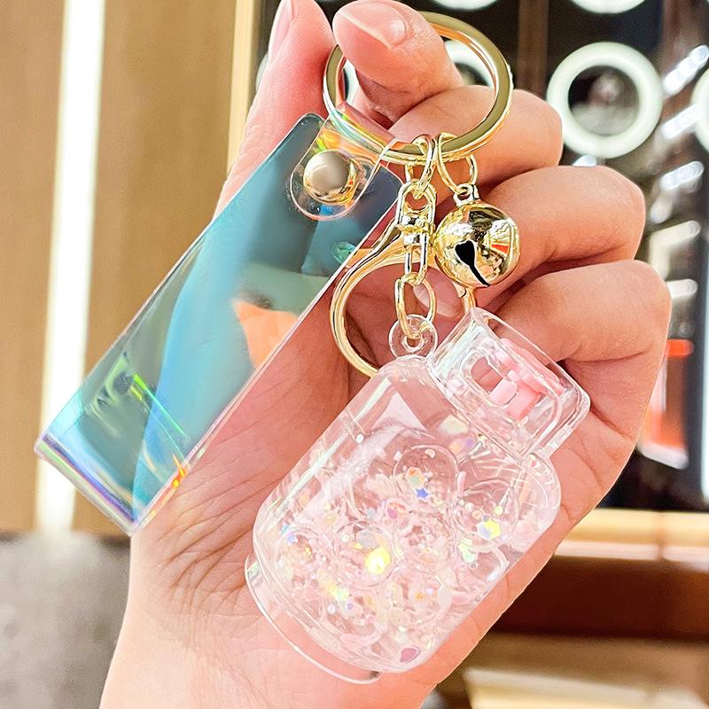 Luminous Acrylic Gas Tank Quicksand Keychain Pendant - Small Gift Decoration