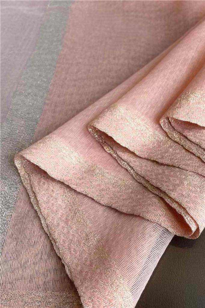 Light Pink Silk Shawl with Shine - Elegance and Lightness 190X70