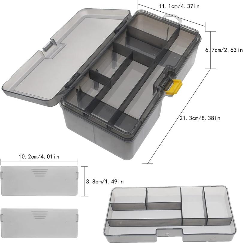 Fishing Gear Storage Box Plastic Gray Multifunctional Double-Layer Bait Box Ten Compartments Easy Assembly Fishing Bait Tool Box