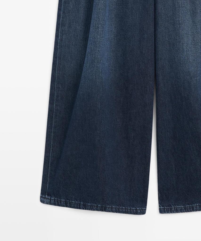 Masimodutti Pintuck Detail High-Rise Wide-Leg Jeans