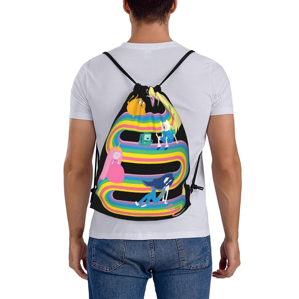Custom Adventures Anime Times Drawstring Backpack Sports Gym Bag for Women Men Fantasy Animation Training Sackpack