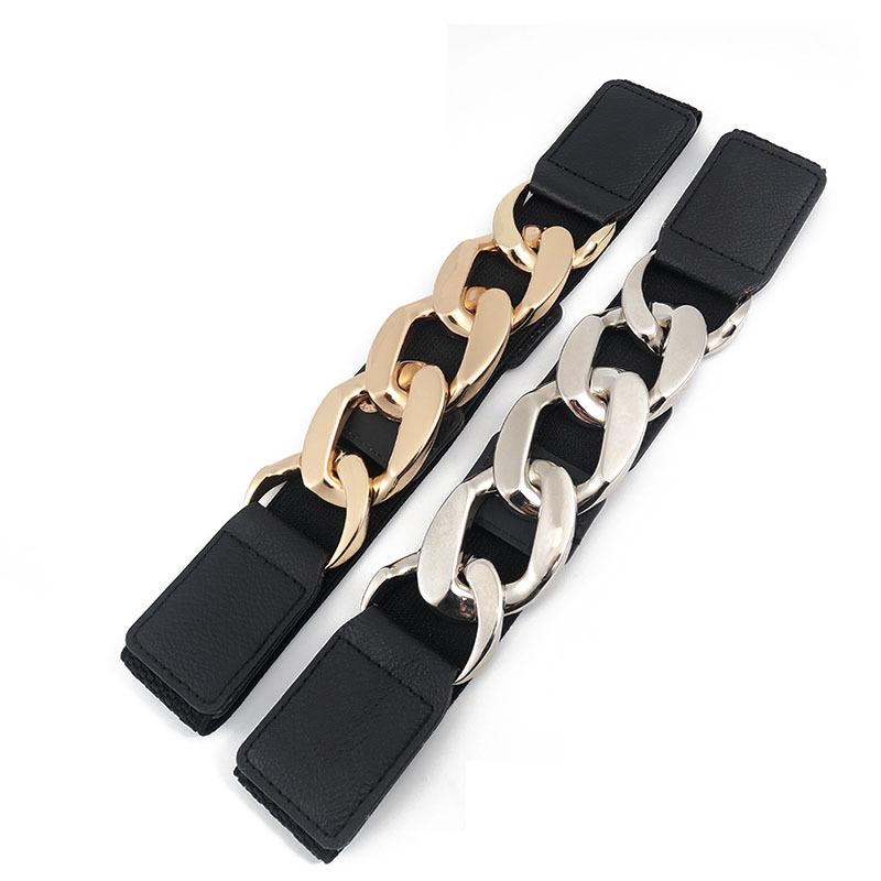 Women's Fashion 8-Shape Thick Metal Chain Elastic Belt for Dresses & Sweaters