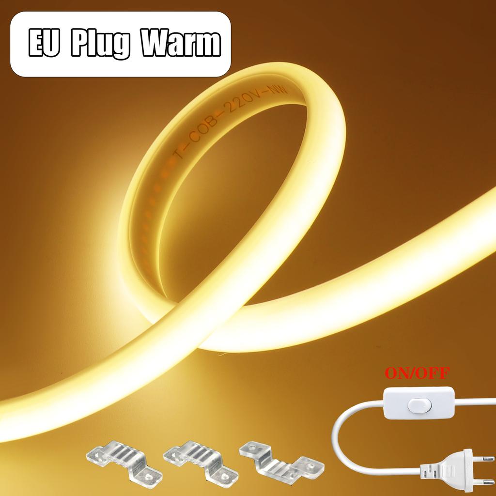 High CRI Waterproof COB LED Strip 288 LEDs Per Meter Outdoor Flexible Lighting With Plug 1M To 35M
