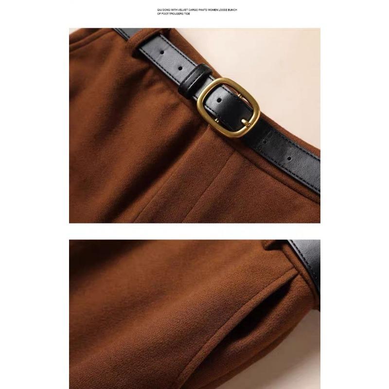 Grey Fashion Woolen Pants, Women's High Waisted Suit Trousers for Autumn and Winter