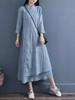Women's Spring/Fall Dress Loose-Fit Double-Layer Literary-Style Long Dress
