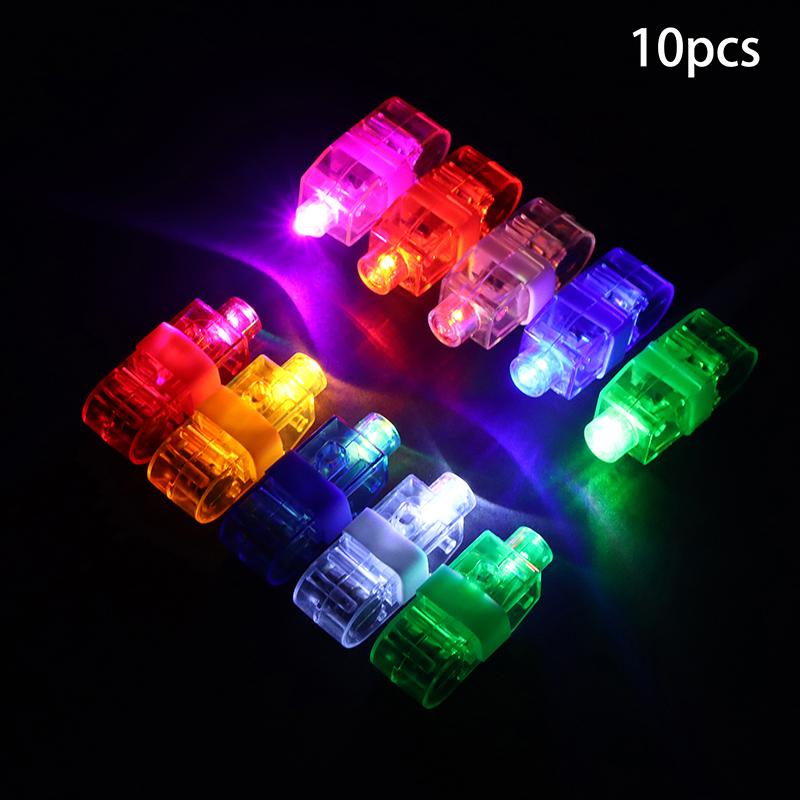 10Pcs Color Luminous Led Finger Lights Glow In The Dark Finger Flashlights Toys For Kids Birthday Rave Party Supplies