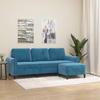VidaXL 3-seater Sofa with Footrest Blue 180 Cm Velvet, Sofa, Sofa with Footrest, Three-seater Sofa, 3201224