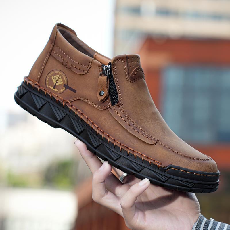 Handmade Split Leather Boots Men Shoes Comfortable Ankle Boots For Men Casual Shoes Large Size Tooling Shoes