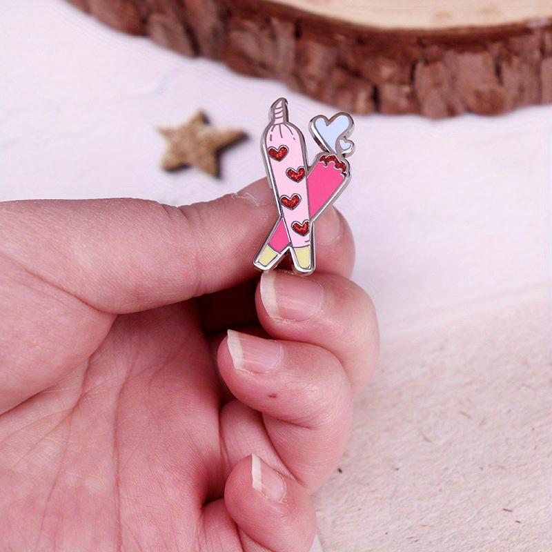 Flash Heart Badge Brooch Smoke Enamel Supporting Fan Pin