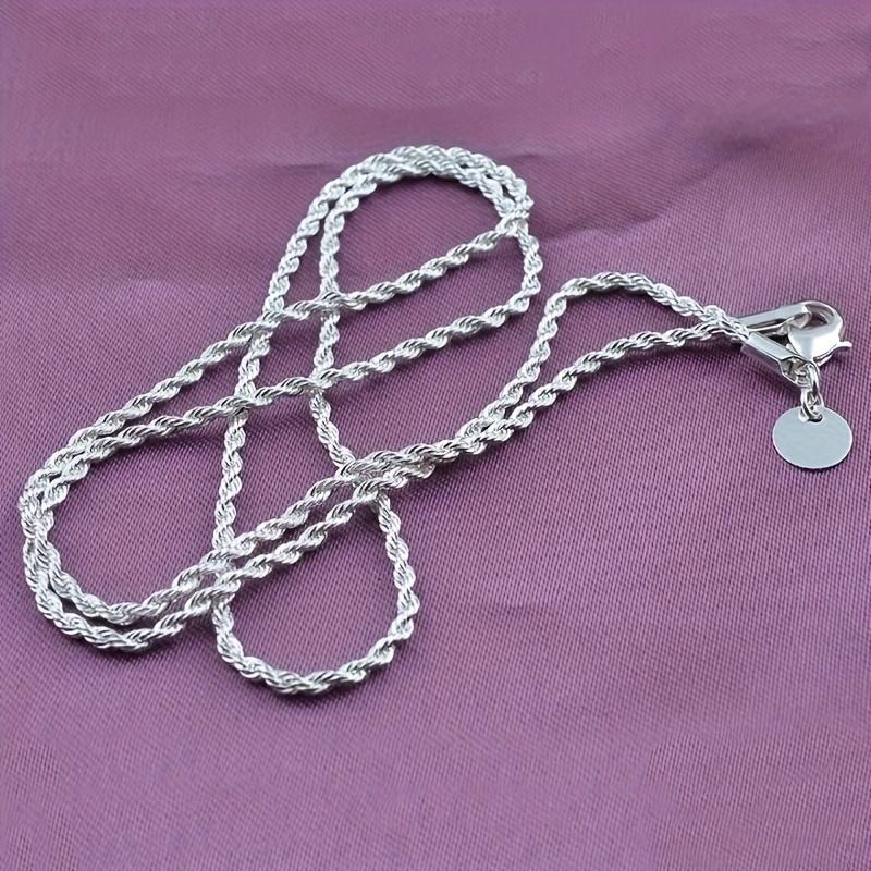 1pc Gorgeous Silvery Twisted Rope Chain Necklace, Long Sweater Chain - Perfect For DIY Pendant Necklace For Girls, DIY Necklace, 16"-30"
