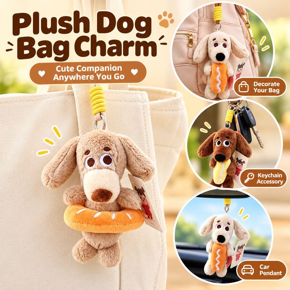 Brown Dachshund Sausage Dog Plush Pendant Plush Material Stuffed Animal Charm Backpack Charm