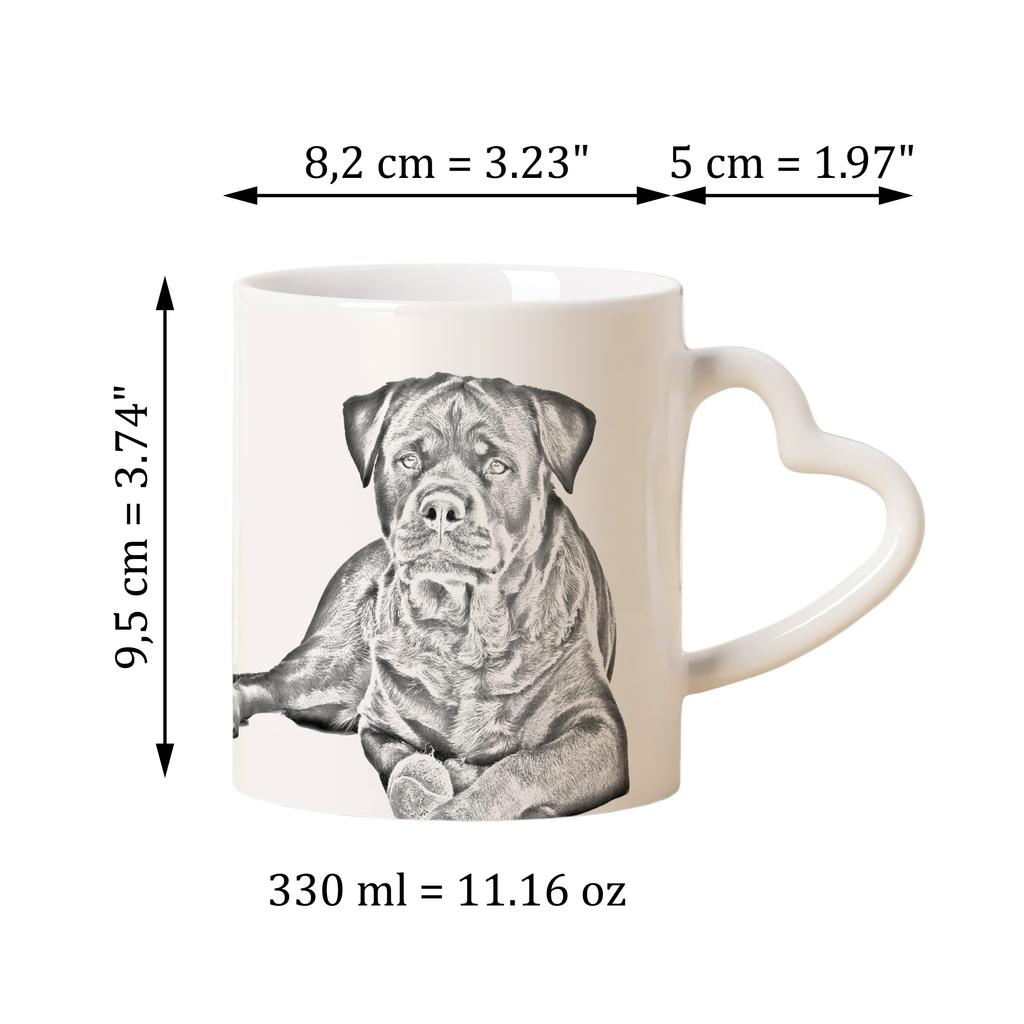 Rottweiler, Rott, Rottie - cup with a dog, adorable cup with a heart-shaped handle, universal gift from the Art-Dog brand