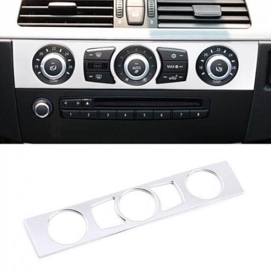 Fit For BMW 5 Series 2004-2010 Matte Silver Console AC Switch Control Cover Trim