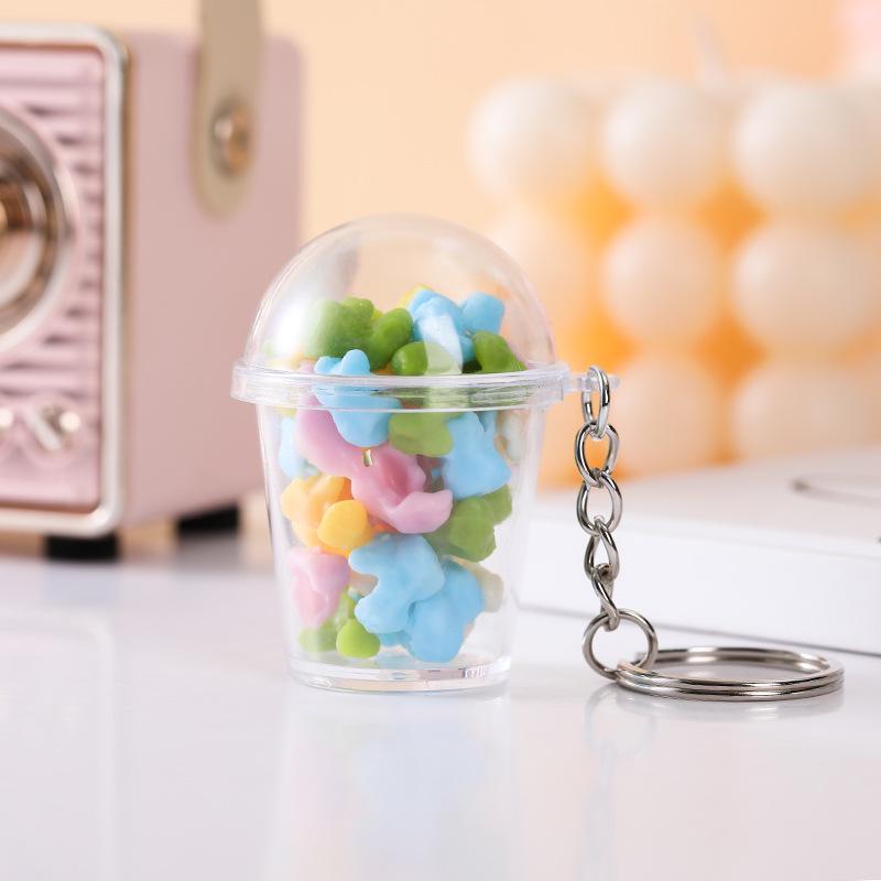 Influencer Shaker Cup Keychain: Toy Food Pendant for Students & Couples