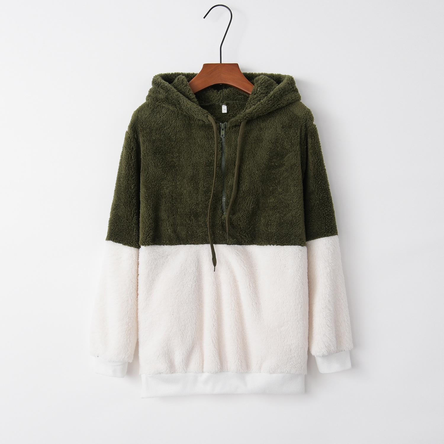 

Autumn & Winter Hooded Fleece Jacket with Splicing Design 5XL зелёный