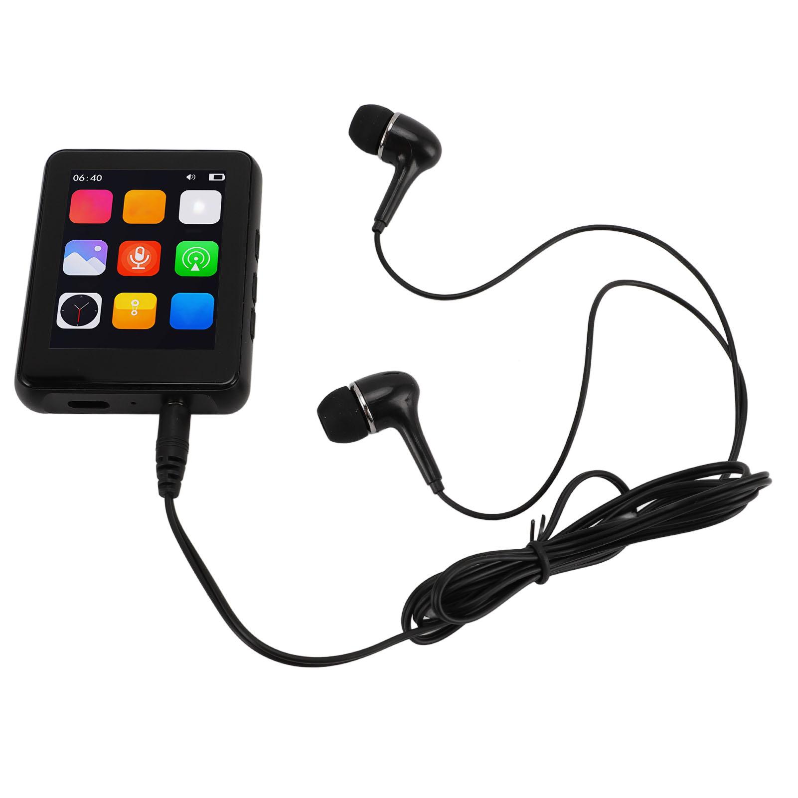 

MP3-плеер 2,4-дюймовый сенсорный экран Bluetooth 5.0 HiFi звук FM-радио диктофон 128 ГБ чёрный