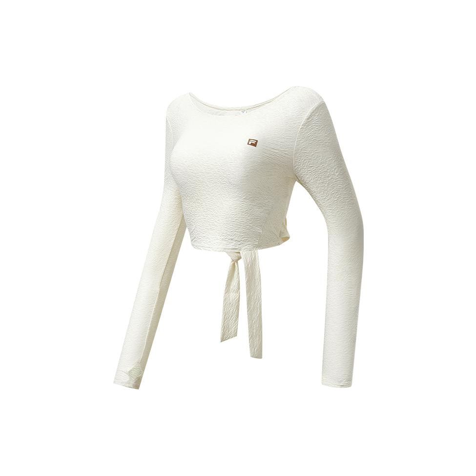 

FILA Solid Logo Tight Fitness Top Women tops Egrets-White A11W311201F-WT XL