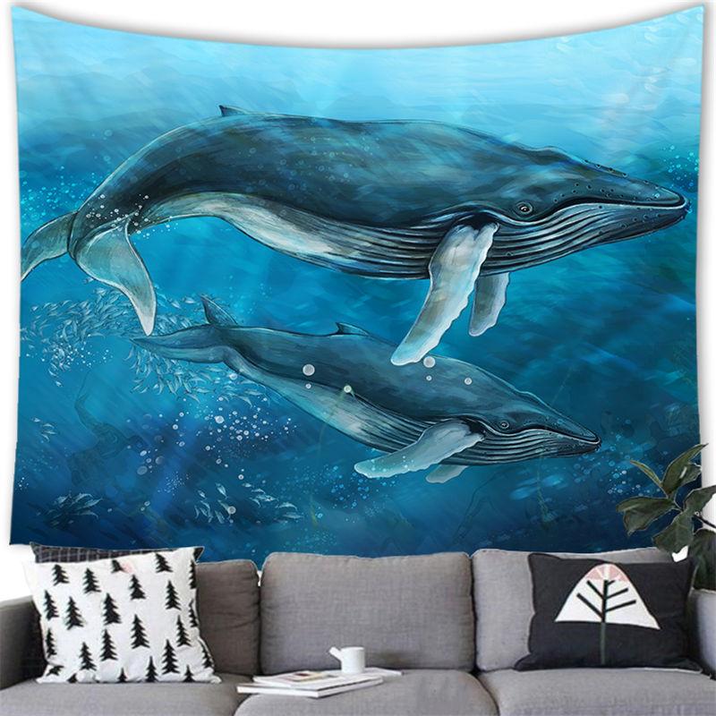 Cartoon Sea Whale Tapestry Wall Hanging Whale Tapestry Home Living Room Bedroom Decoration Background