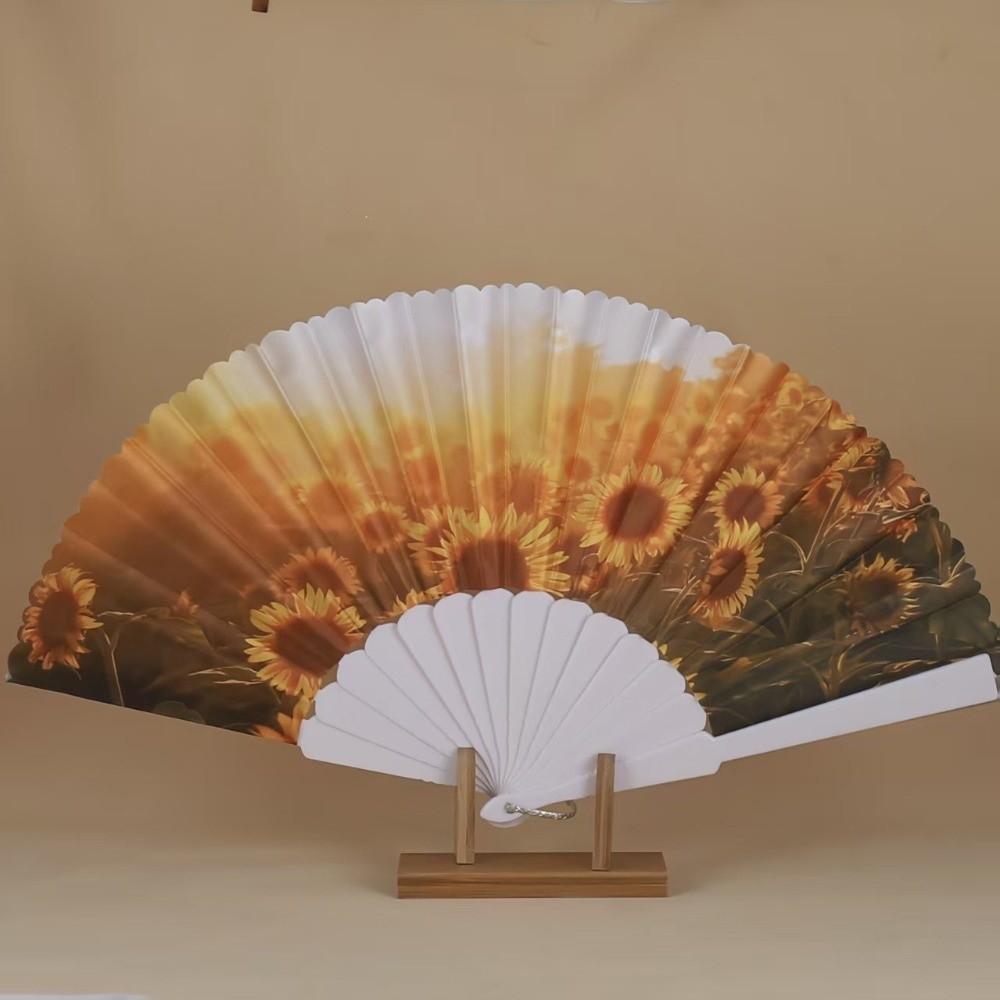 Sunflower Folding Fan Collapsible Decorative Fan Art Craft Dance Fan Party Decoration