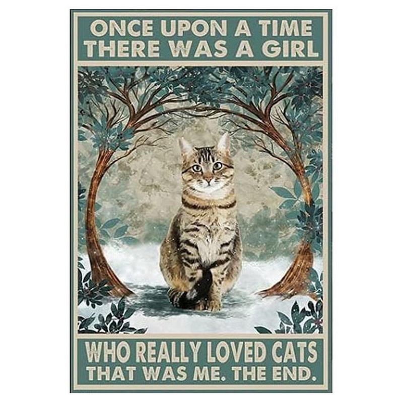 Metal Tin Signs Plaque A Girl Loved Cat Wall Decoration Vintage Iron Painting Art Posters for Man Cave Home Cafe Garden Club