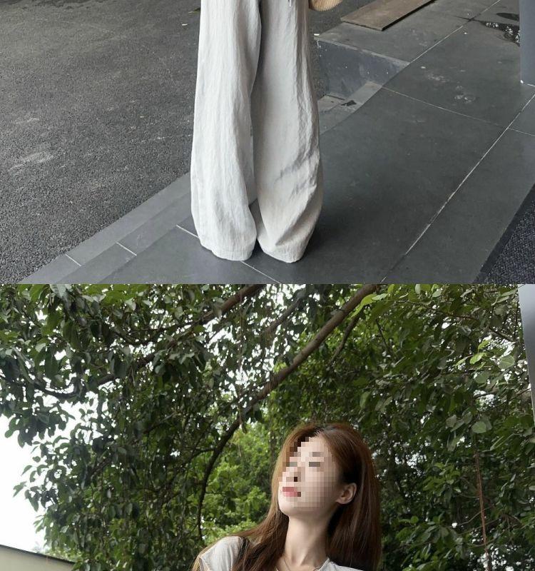 Summer Casual Waist-Cinching Two-Piece Set: Fashionable 2025 Shirt with Floor-Length Wide-Leg Pants
