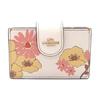 Accordion Card Case 11 Logo Floral Print Pebble Leather Wallet Women Wallet White CH648-IMCAH