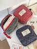 Gesteppte Herz karierte Kosmetiktaschen für Damen Make-up-Etui Große Kapazität Damen Reise-Aufbewahrungstasche Lässige Mädchen Handtasche Clutch-Geldbörse