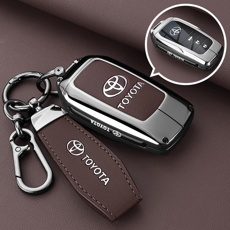 Leather Zinc Alloy Car Key Case for Toyota Corolla Hybrid 2021 Rav4 Land Cruiser Prado Camry Highlander Prius C-HR 2018+