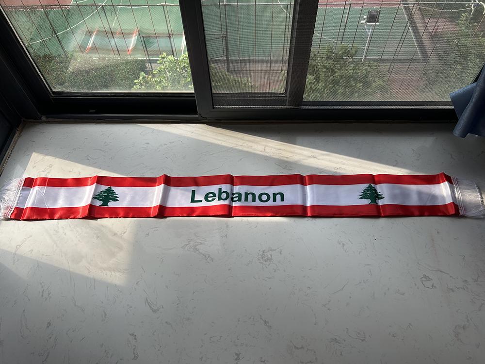 SCARF FLAG Personalizzato Sciarpa Libano 14*135cm Stampata Double Face Stendardo Sciarpa Libano Per Decorazione Evento Festivo