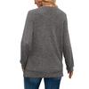 Women's Fashion Loose V-Neck T-Shirt Solid Colour Long Sleeve Pullover Top