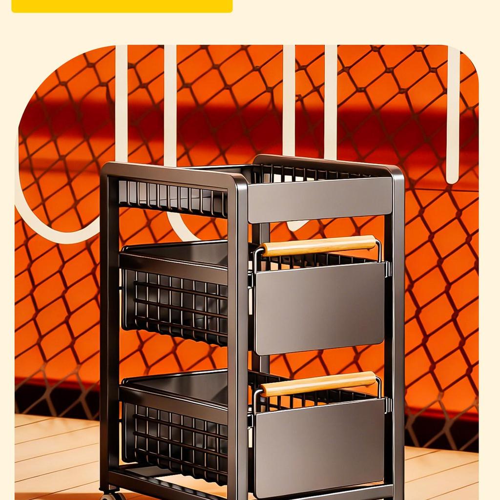 Multi-Layer Mobile Kitchen Cart for Seasoning, Snacks, and Produce Storage