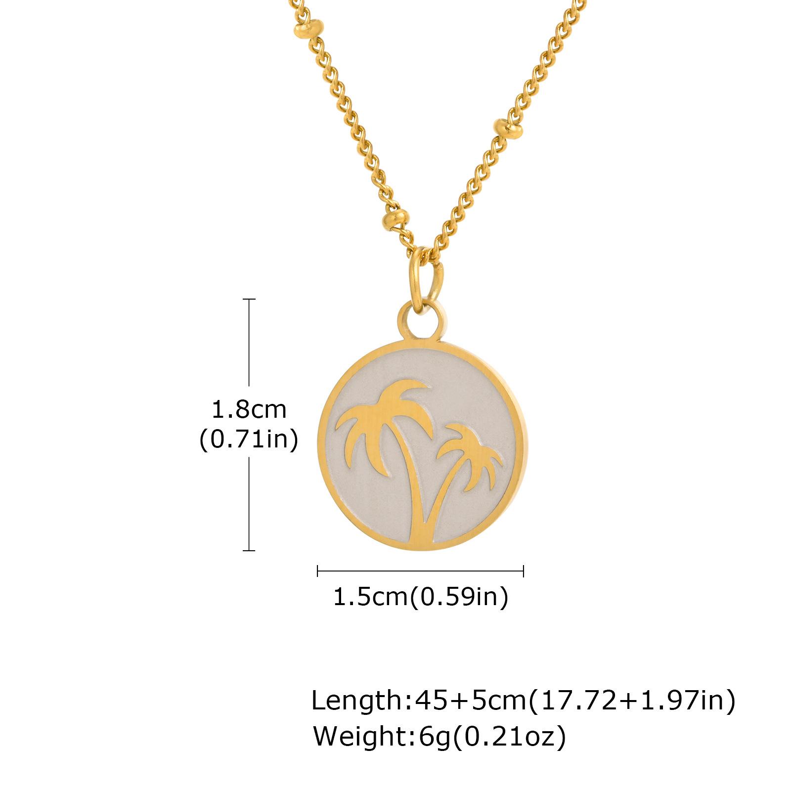 Jewelry Stainless Steel Button Chain Bead Chain Sand Round Brand Palm Tree Gold Necklace Female 1754 золотой