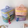 3pcs/Set Plaid Cosmetic Bag Set Simple Style Large Capacity Portable Cosmetic Tools Storage Bag for Home Bathroom Toiletry Bag