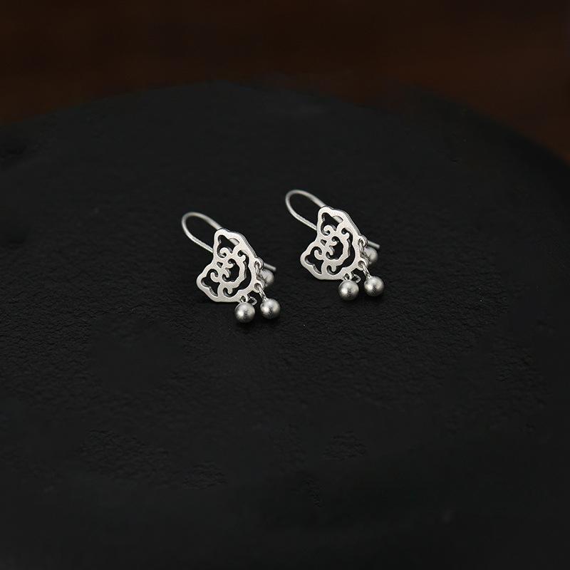 New Chinese Style Ping An Lock Tassel Ear Hook Retro Chinese Style Earrings