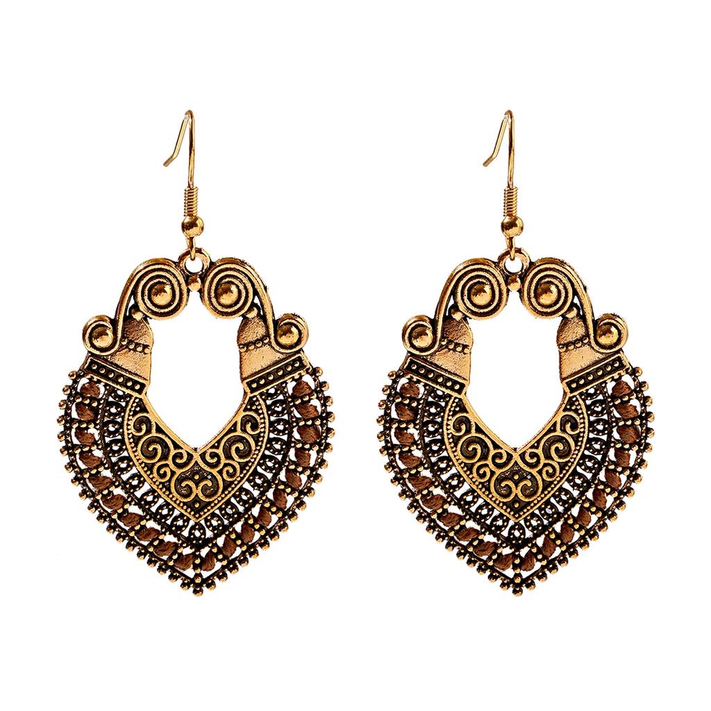 Indian Jhumka Zircon Vintage Bell Tassel Earring Boho Antique Ethnic copper Plated Drop Hanging Earrings For Women Pendientes