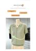 Chic Rhinestone Embellished Short-Sleeve Ice Silk Blouse for Middle-Aged Women - Plus Size Summer Lapel Top