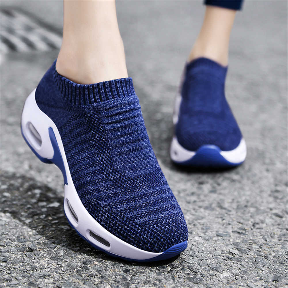 Slip On Dark Blue Women's Sneakers High Top Ankle Boots White Green Jogging Shoes Sports College Pas Cher Best Selling