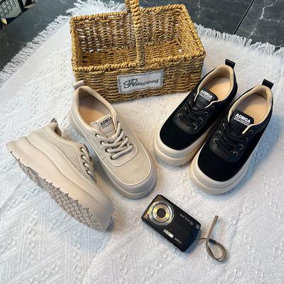 Retro Little White Shoes 2026 Spring Thick-soled Heightening Shoes Women's Casual Board Shoes Women's Shoes Soft Soles Are Not Tired