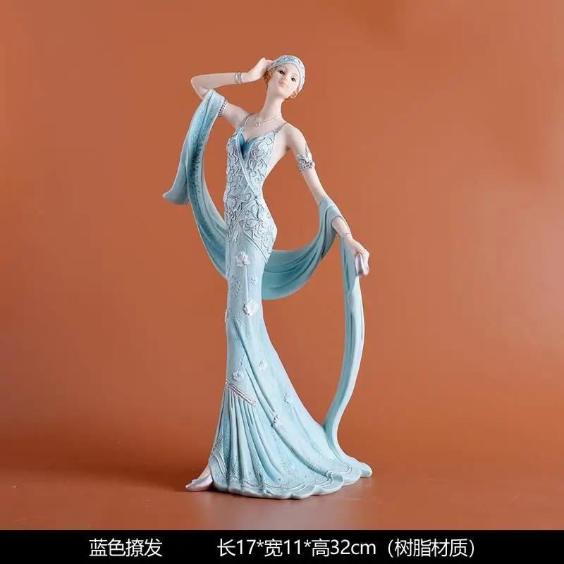 Europäisches Mädchen Schönheitscharakter Harzornamente Haus Wohnzimmer Weinschrank Figuren Dekoration Handwerk Hochzeit Geburtstagsgeschenke