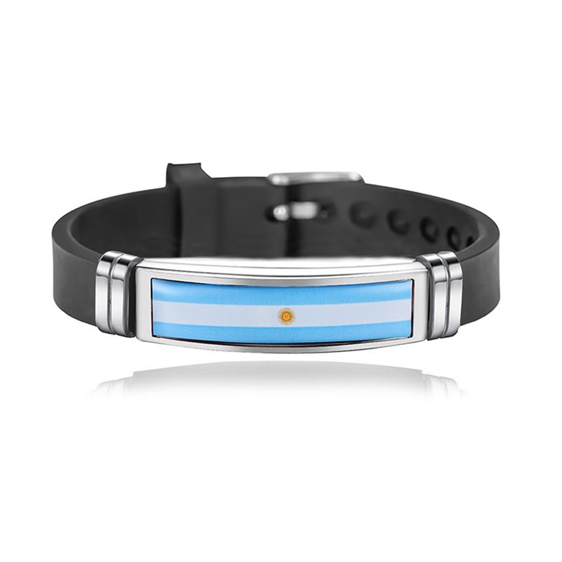 Mode Nationale Vlag Armband VS Frankrijk Canada Vlaggen Armband Verstelbare Siliconen Sportarmbanden Polsband Voor Mannen Sieraden black
