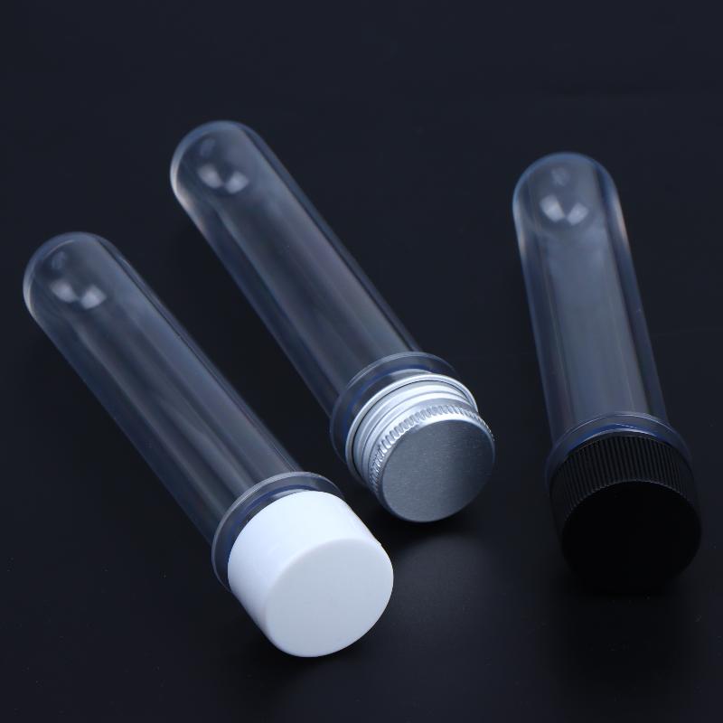 Refillable PET Test Tube Bottle 40ml Transparent Cylindrical Empty Container for Travel Cosmetic Liquid Sample Storage