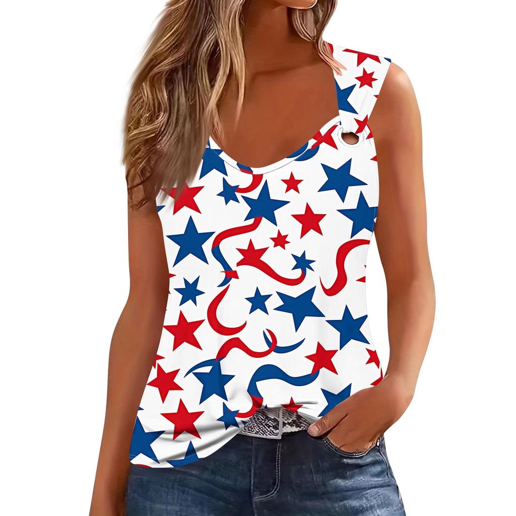 Womens Tank Top V Neck Basic Printed Casual Flowy Sleeveless Deep Side Cut Tops For Women