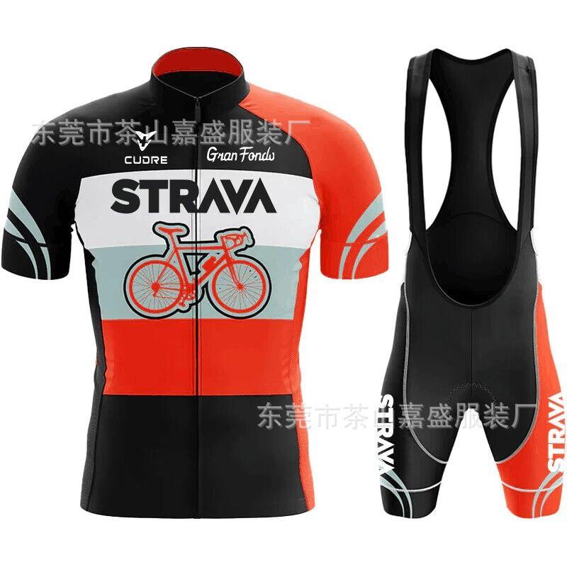 2025 für STRAVA Kurzarm-Set, Fahrrad Rennrad Radsportanzug, schnelltrocknend, atmungsaktiv und schweißabsorbierend