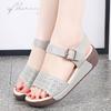 Women Beige Wedge Chunky Sandals Casual Brown Height Increase Platform Sandals for Mother Over Sized