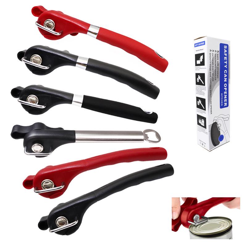 Stainless Steel Manual Can and Bottle Opener with Rubber-Plastic Handle