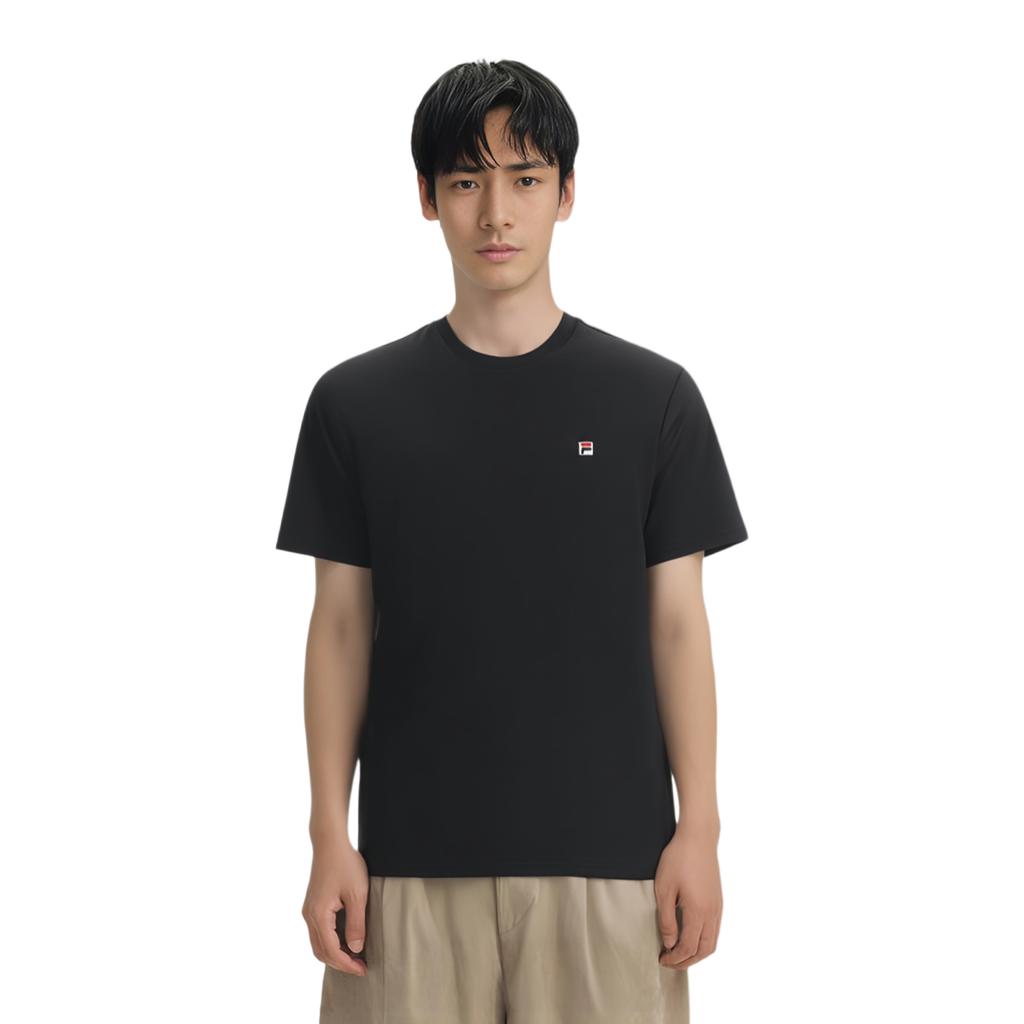 Fila Heritage Fashion Minimalist Casual Everyday Versatile Comfortable Logo Embroidered Solid Color Knitted Short Sleeve T-Shirt F11M548101FNV