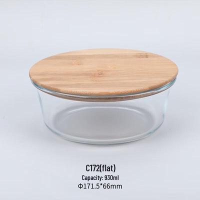 ZISIZ Runde Glas-Lebensmittelbehälter mit Holzdeckel